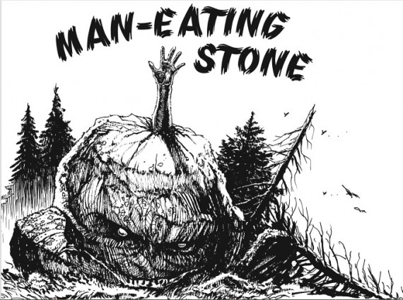 man eating stone
