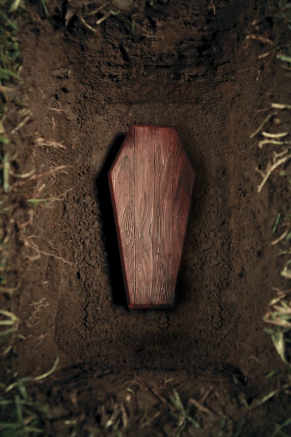 Coffin or tomb at graveyard