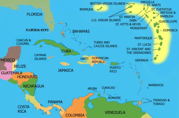 caribbean map 570x376