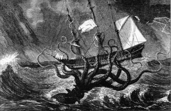 Giant octopus attacks ship 570x369
