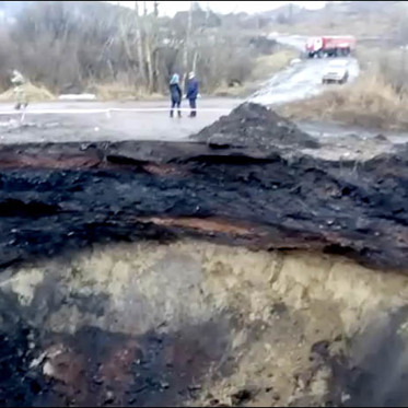 Siberian Town Gets Mysterious Crater and Slow Landslide