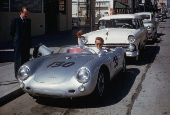 James Dean in His Porsche Spyder
