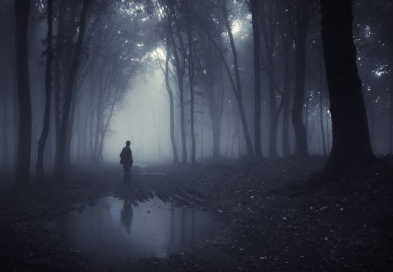 bigstock-man-in-a-dark-forest-with-fog-42225688