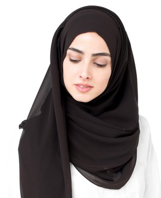 jet black svart georgette instant hijab 5ka9a 1