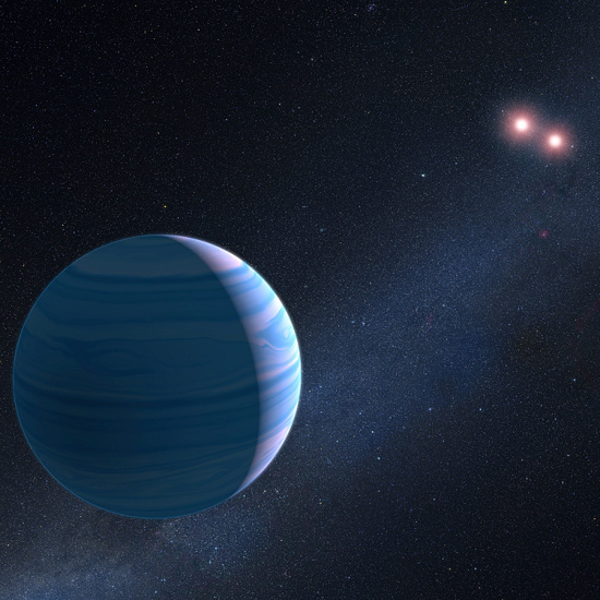 Hubble Helps Find a Light-Bending Planet Orbiting Two Stars