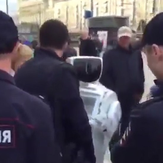 Russian Runaway Robot Arrested by Police at Political Rally