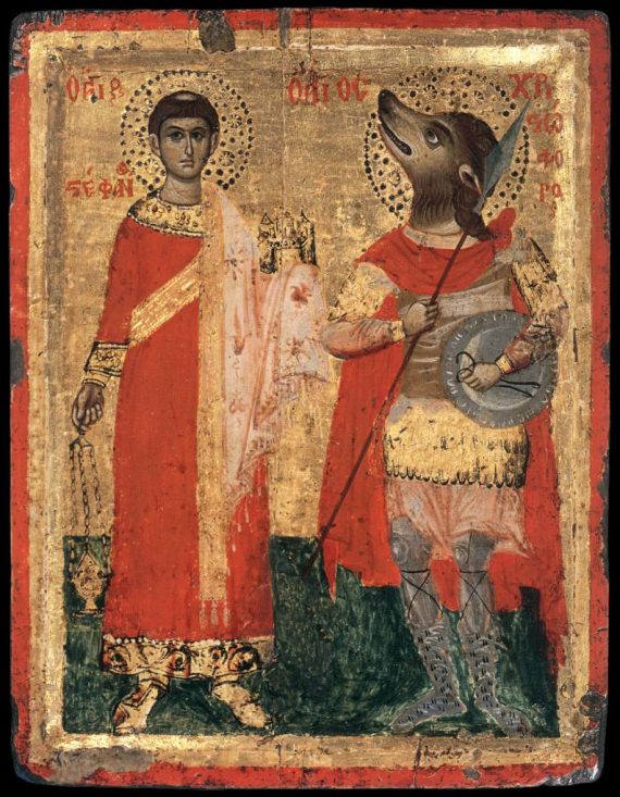 17th century icon of st stephen and st christopher 570x733