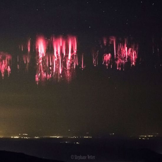 Red Sprites Create Psychedelic Light Show in English Channel