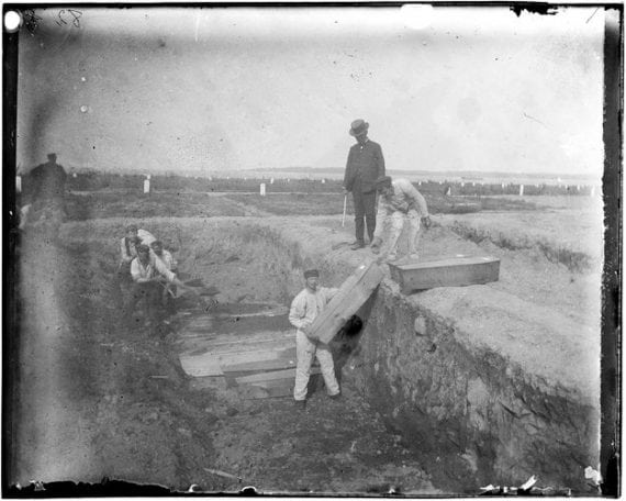 A trench at the potters field on Hart Island circa 1890 by Jacob Riis 1 570x456