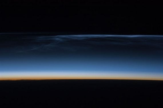 ISS 17   Noctilucent clouds over Asia 570x379