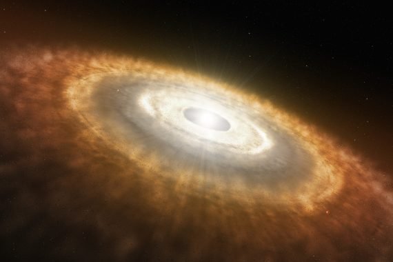 Artist’s Impression of a Baby Star Still Surrounded by a Protoplanetary Disc 570x380