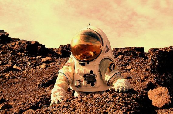 Astronaut working on Mars 570x374