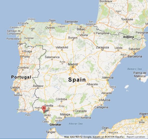 Donana National Park on Spain Map 570x535