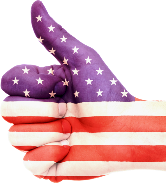American flag thumbs up.
