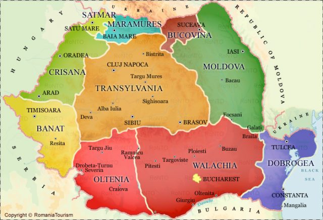 romania regions map 640x435