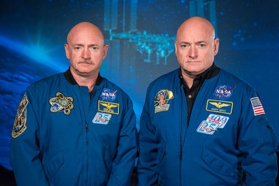 Mark and Scott Kelly at the Johnson Space Center Houston Texas 570x380