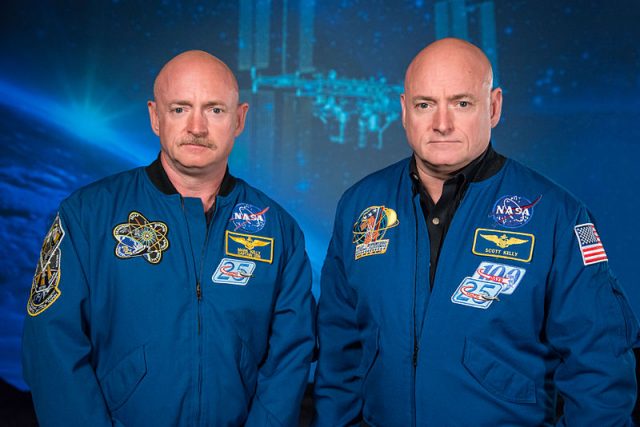 Mark and Scott Kelly at the Johnson Space Center Houston Texas 640x427