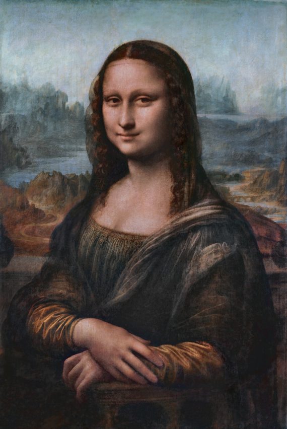 Da Vincis Mona Lisa with original colors approximation 570x852