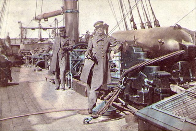 Captain Raphael Semmes and First Lieutenant John Kell aboard CSS Alabama 1863 640x428