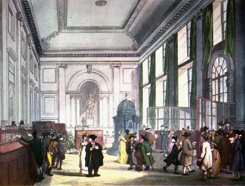 Interior of Bank of England - or the Old Lady of Threadneedle Street - from 1808