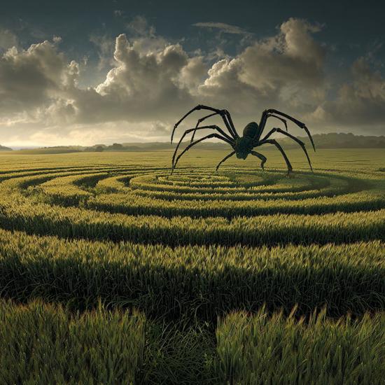 Spidery Crop Circle, Psychedelic Insectoid Aliens, Canadian UFO Reports, Unicorn Skull and More Mysterious News Briefly