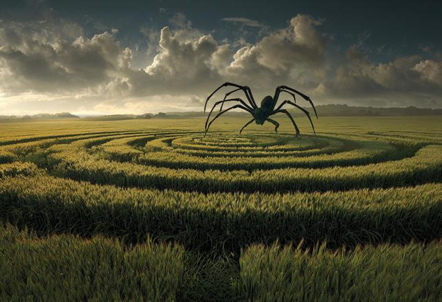 Spidery Crop Circle, Psychedelic Insectoid Aliens, Canadian UFO Reports, Unicorn Skull and More Mysterious News Briefly